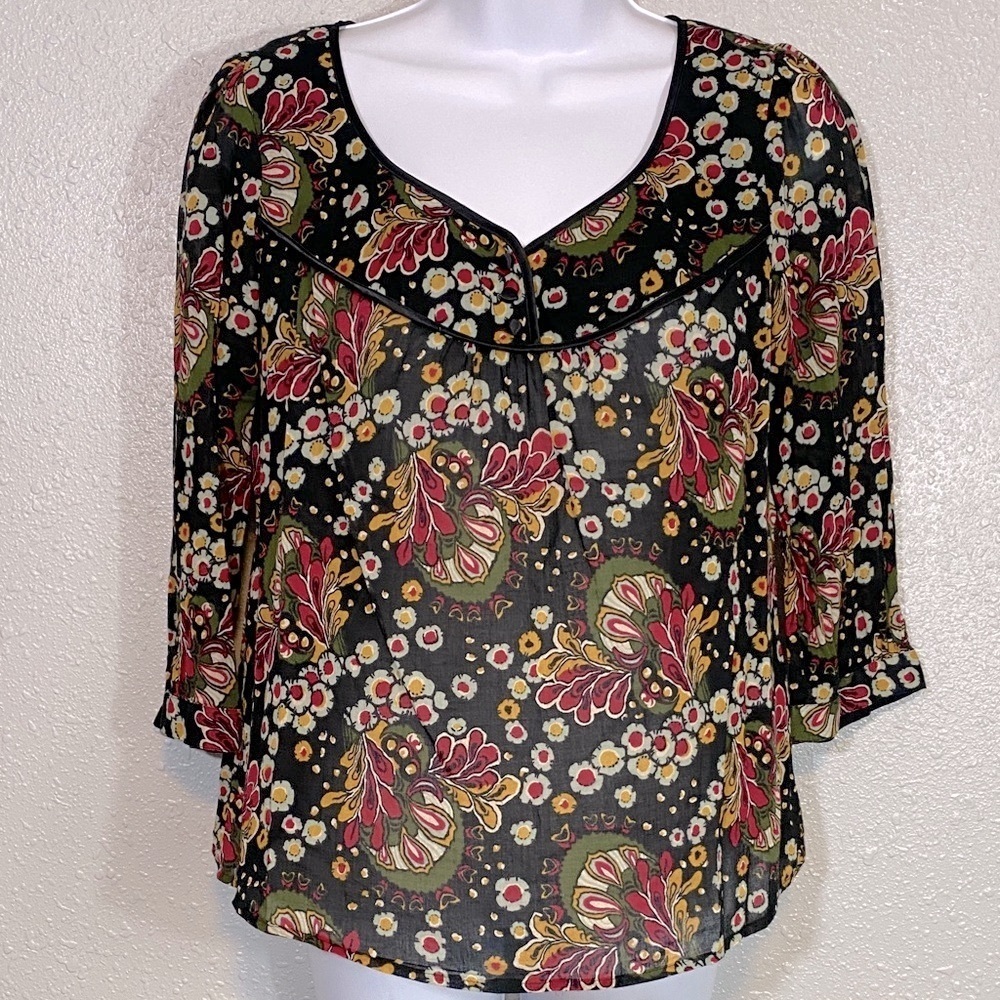 Lucky Brand Multicolor Fall Floral Blouse